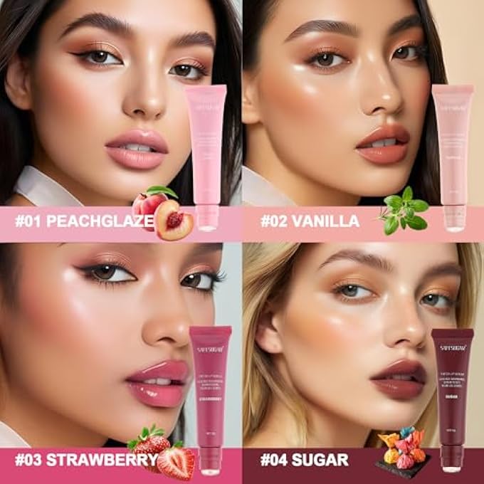 SAM SUGAR 4PCS LIP BALM HYDRATING TINTED LIP GLOSS SET MOISTURIZING LIP BUTTER BALM WITH NATURAL SHINE NON-STICKY LIP CARE FOR DRY LIPS - Image 2